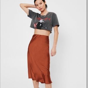 Nasty Gal Satin Midi Skirt, Size 4, Never Worn